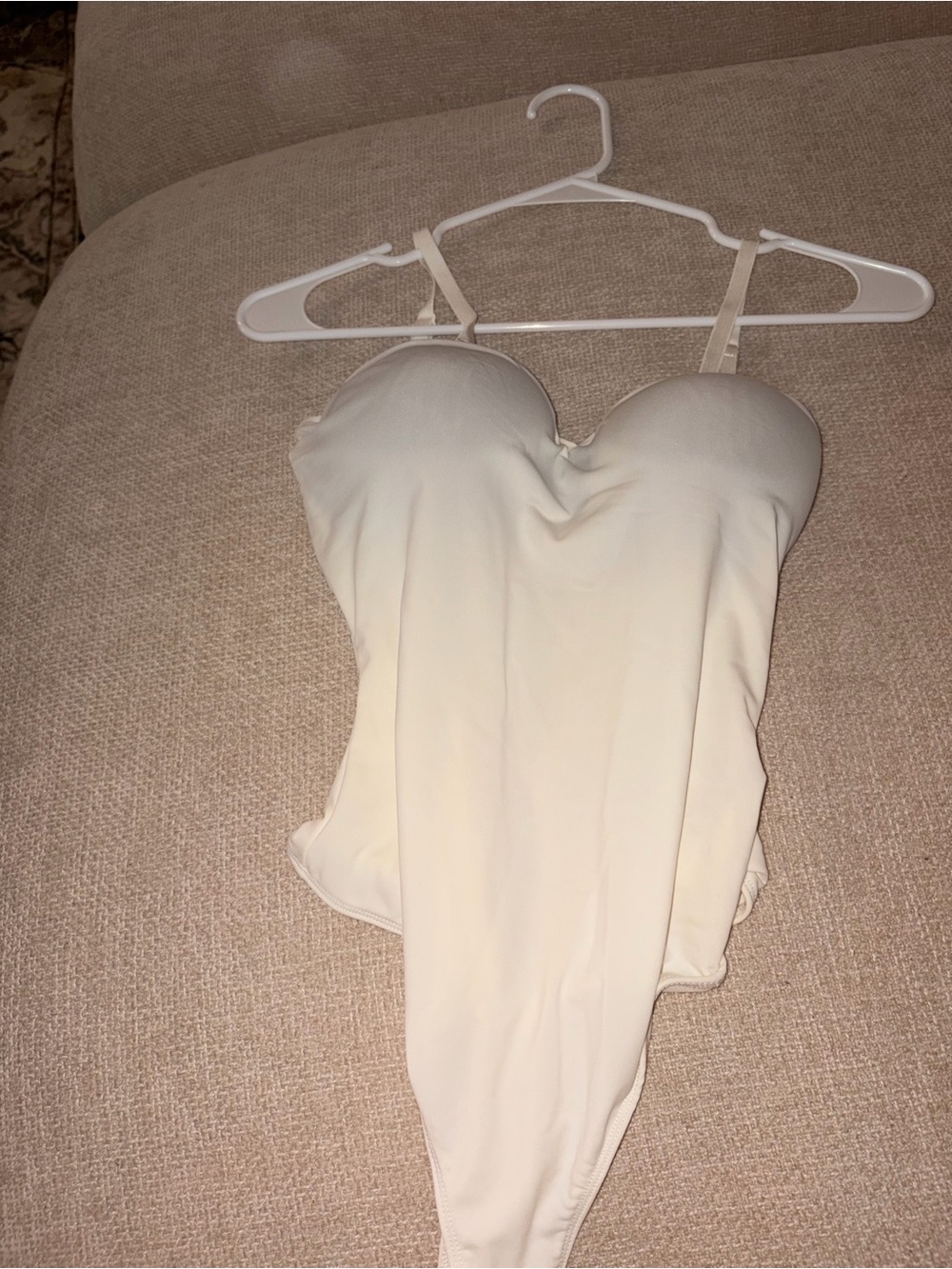 JLUXLABEL Cream Strapless-Style One-Piece Bodysuit